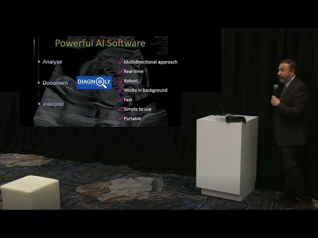 Interface du logiciel d'échographie sur l'écran clinique